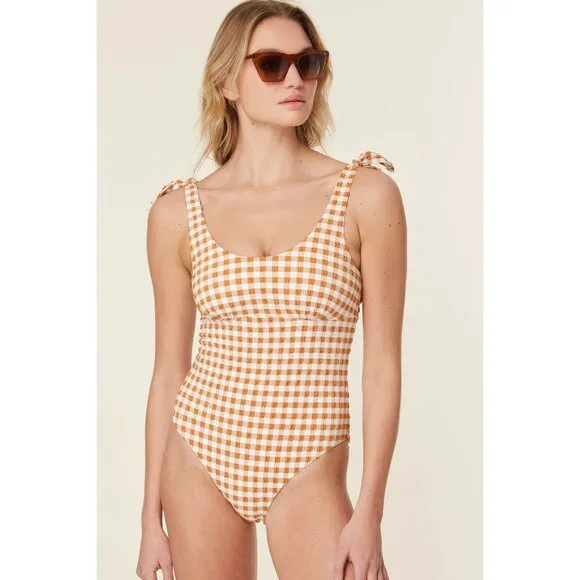 Andie Swim The Mandalay One Piece Women's Size XS Gingham Sparrow Seersucker NWT - Picture 4 of 16